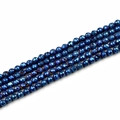 Faceted 8mm dark blue agate bead strings with metallic luster for jewelry making - Hard Cut Round Bead 8mm / Electroplated Blue