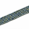 Strand of 8mm faceted agate round beads with metallic blue-grey luster for DIY jewelry making - Hard Cut Round Bead 8mm / Electroplated Green