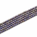 Cuentas de ágata púrpura facetadas con acabado arcoíris y textura de lava natural - Cuenta Redonda de Corte Duro 8mm / Violeta