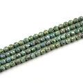 Faceted 10mm round agate beads with natural pores and metallic green coating for jewelry - 10mm / Grass Green