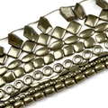 Various geometric pyrite natural stone beads for DIY jewelry making in metallic bronze - Diverse Geometric Loose Beads (Mixed Items) / Bronze