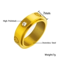 Detailed view of 7mm high polished stainless steel heart ring with cubic zirconia - US 7 / Heart Single Zirconia Spinner Style (R164)