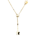 Collana a Y dorata con pendenti a farfalla in madreperla e ciondoli traforati - Oro