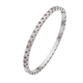 Silver square link bracelet with red zircon inlay in a sleek geometric metal design - Silver & Pink