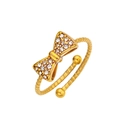 Verstellbarer goldener Schleifenring mit funkelnden Zirkonia und Seildesign - Gold + Weißer Zirkonia