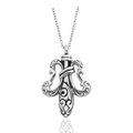 Vintage Viking Norse silver pendant necklace with intricate engraved swirl patterns - NM026 Silver