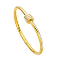 Vergoldeter Armreif im Bambus-Stil mit Mikro-Pavé-Zirkonia und offenem Scharnier-Design - Gold + Weißer Zirkonia