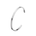 Bracciale rigido a C in acciaio inossidabile lucido con incisione Forever Love e zircone - Argento (B124)