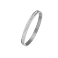 Elegant silver stainless steel bangle with three rows of white cubic zirconia stones - Silver (B026-6mm)