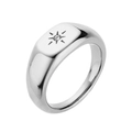 Chevalière argentée avec motif étoile et cristal central au style minimaliste chic - US 6 / Argent (Étoile à Huit Branches)