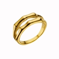 Bague double couche vague dorée polie au design organique liquide avec finition intérieure mate - US 6 / Or 2