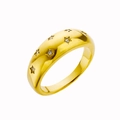 Bague minimaliste en acier inoxydable doré avec zircons sertis en forme d'étoiles - US 6 / Or (Étoile)