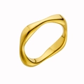 Bague géométrique minimaliste en acier inoxydable plaqué or avec finition ondulée - US 6 / Or 3