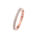 Bracelet élégant en acier titane or rose avec rangées diagonales de strass blancs - Style Homme / 8mm / Or rose