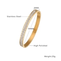 Bracelet jonc en acier inoxydable doré poli pour femme avec strass en diagonale - Style Femme / 6mm / Or
