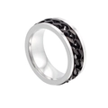 Rotatable stainless steel bottle opener ring for men featuring a black chain inlay design - Number 7 / Silver & Black