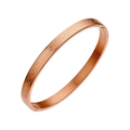 Rose gold stainless steel bangle featuring classic Greek meander patterns and a brushed finish - 6mm / Rose Gold