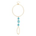 Bohemian gold chain leg jewelry with turquoise stone beads and vintage water drop charms - Gold