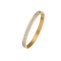 Sleek gold brushed open bangle for women with sparkling crystal set accents - Gold (B026-6mm)