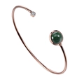 Bracciale aperto in oro rosa con pietra malachite verde e dettaglio in zircone - Oro Rosa Piccolo (B042)