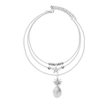 Three-layer silver layered anklet featuring a star pendant and a crystal pineapple charm - Silver