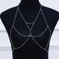 Fashion silver multi-layer beaded body chain accessory for bikini and swimwear styling - ZW2749 Body Chain Silver