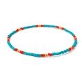 Bohemian colorful seed bead necklace with turquoise blue red and gold accents on white - Turquoise Red Gold Bohemian Bead (1)