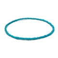 Detail view of handmade turquoise blue seed bead necklace with a bohemian minimalist style - Sky Blue Matte Seed Bead (6)