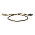 Detailed view of handmade woven friendship bracelet with gold beads and tassels - Green Yellow Black Mix (Style 1)