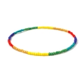 Close-up of handmade colorful seed bead necklace with vibrant rainbow pattern - Six Color Rainbow Seed Bead (11)