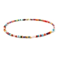 Detail shot of a handmade colorful seed bead necklace with vibrant Bohemian summer style - Full Color Irregular Seed Bead (12)