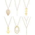 Juego de ocho collares dorados variados con colgantes de hojas y formas geométricas - Estilo de Hoja Natural Dorada y Geométrico (Set 2)