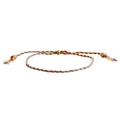 Bohemian colorful hand-woven cord bracelet featuring three shiny gold metal beads - Red Yellow Blue Pink Mix (Style 2)