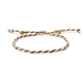 Handmade woven cord bracelet in pink, green, and white with three polished gold beads - Pink Green White Mix (Style 4)