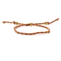 Handmade woven cord bracelet in orange and grey with three gold beads and adjustable slide - Orange Brown Grey-Green Mix (Style 10)