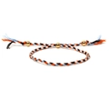 Handmade woven friendship bracelet with orange black and blue threads and gold beads - Orange Black White Blue Mix (Style 12)