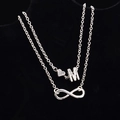 Collana argento a due strati con cuore, lettera M e ciondolo simbolo infinito - Stile Lettera M