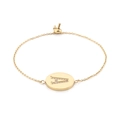 Adjustable gold stainless steel chain bracelet with a cubic zirconia letter A pendant - Gold (A)