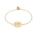 Gold stainless steel adjustable bracelet with micro-pave zircon letter B pendant - Gold (B)
