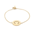 Adjustable golden stainless steel bracelet with letter C charm and white zircon - Gold (C)