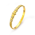 Bracelet ovale en acier inoxydable plaqué or 18 carats avec motif de feuilles - Texture Matelassée Or (HMSZ015)
