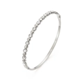 Détail d'un bracelet en acier titane argenté avec zircons et motifs de trèfle - Style Rond Incrusté (HMSZ010 Couleur Acier)