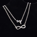 Collana doppia argentata con cuore lettera Y e ciondolo con simbolo infinito - Stile Lettera Y