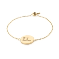 Adjustable gold plated letter L charm bracelet with sparkling zircon stones - Gold (F)
