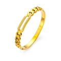 Pulsera de cadena cubana en acero de titanio dorado con circonitas brillantes de estilo moderno - Estilo Eslabón Cubano (HMSZ023 Color Oro)