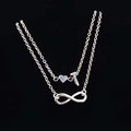Cavigliera argento a doppio strato con ciondolo a cuore, lettera T e simbolo infinito - Stile Lettera T