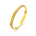 Elegante brazalete de acero inoxidable dorado con cierre y una fila de cristales blancos - Estilo de Cierre Espiga (HMSZ024 Color Oro)