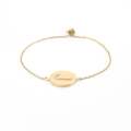 Gold stainless steel adjustable bracelet featuring a round letter J zircon pendant - Gold (J)