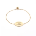 Adjustable gold-plated stainless steel chain bracelet with crystal letter Z pendant - Gold (N)