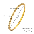 Dettagli del bracciale a cuore dorato con diametro 60mm e pietre di zirconia - Stile Cavo a Onda (HMSZ062)-Oro